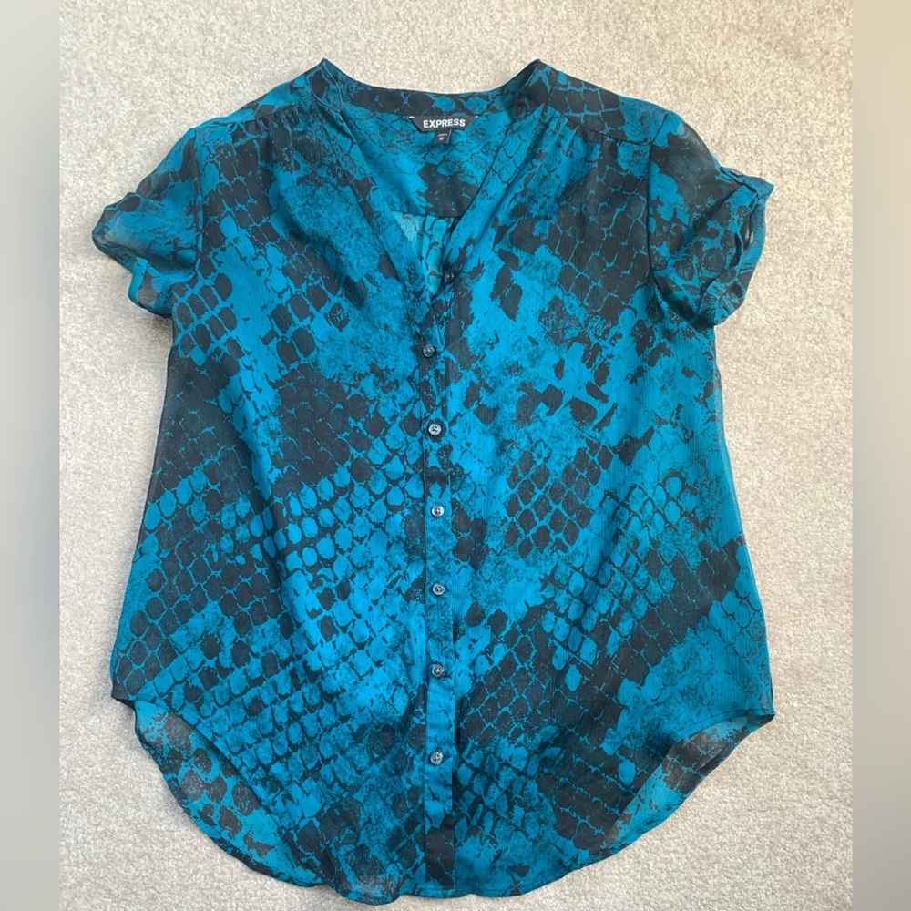 Express Oversized Sheer Snake Print Top